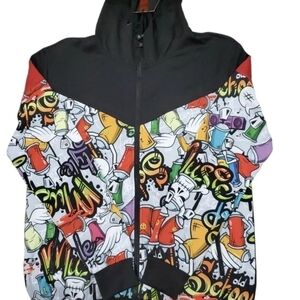 Colorful Graphic Longsleeve Jacket With Hoodie(NEW)Size-M